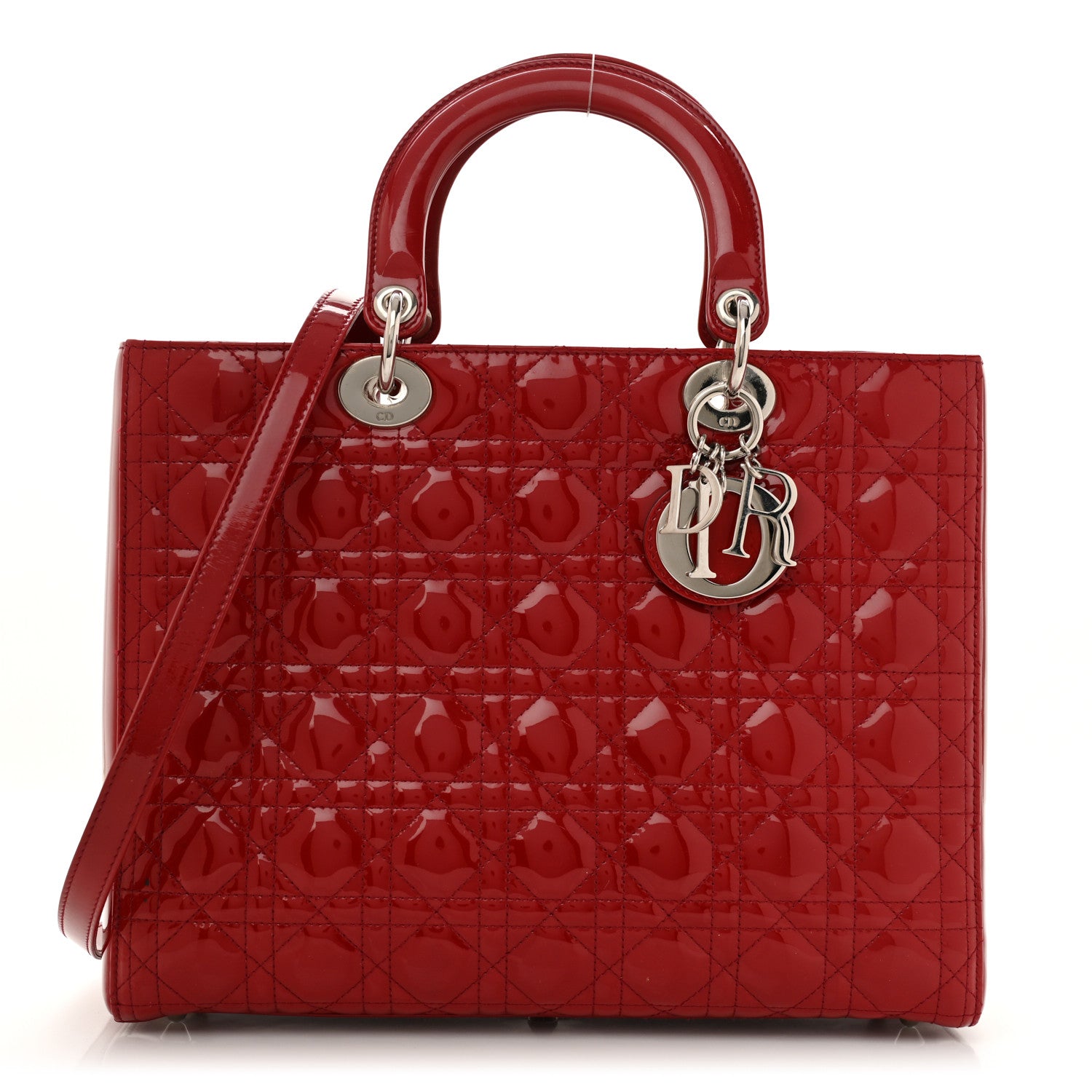 Christian Dior Patent Cannage Large Lady Dior Red 1 of 13