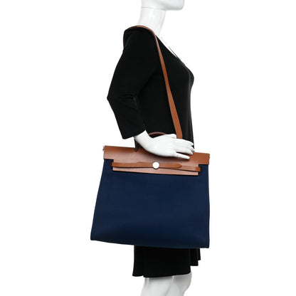 Hermes Toile Vache Hunter Herbag Zip 39 MM Bleu Marine 2 of 15