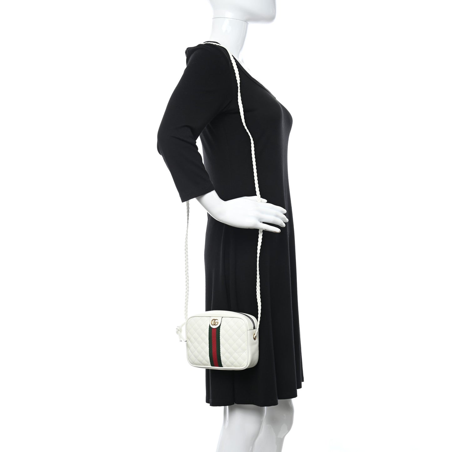 Calfskin Web Trapuntata Mini Shoulder Bag Off White