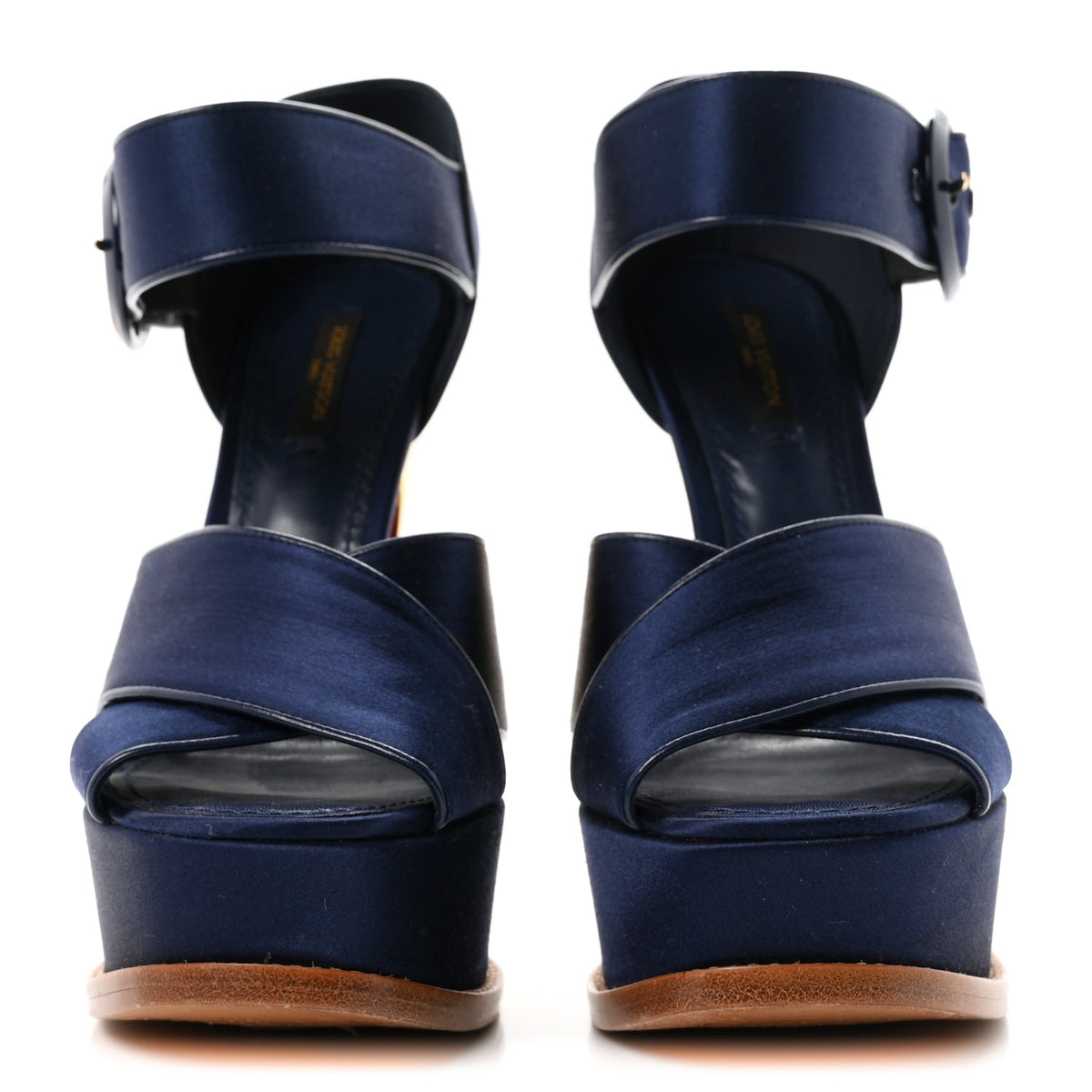 Louis Vuitton Satin Florida Platform Sandal  38 Navy 3 of 9