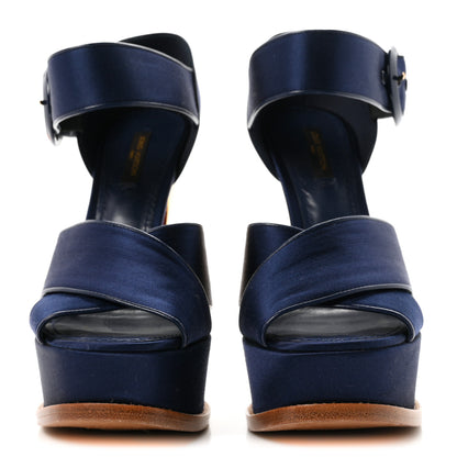Louis Vuitton Satin Florida Platform Sandal  38 Navy 3 of 9