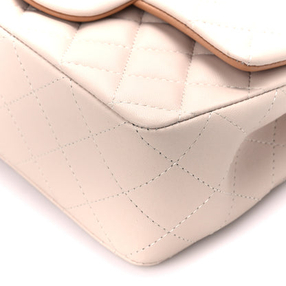 Chanel Lambskin Quilted Bi-Color Mini Top Handle Rectangular Flap Ecru Dark Beige 11 of 13