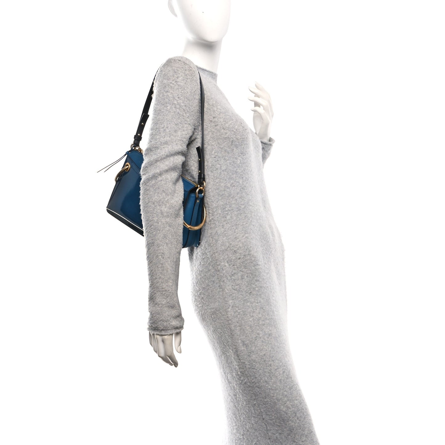 Glossy Lambskin Small Roy Bag Vinyl Blue
