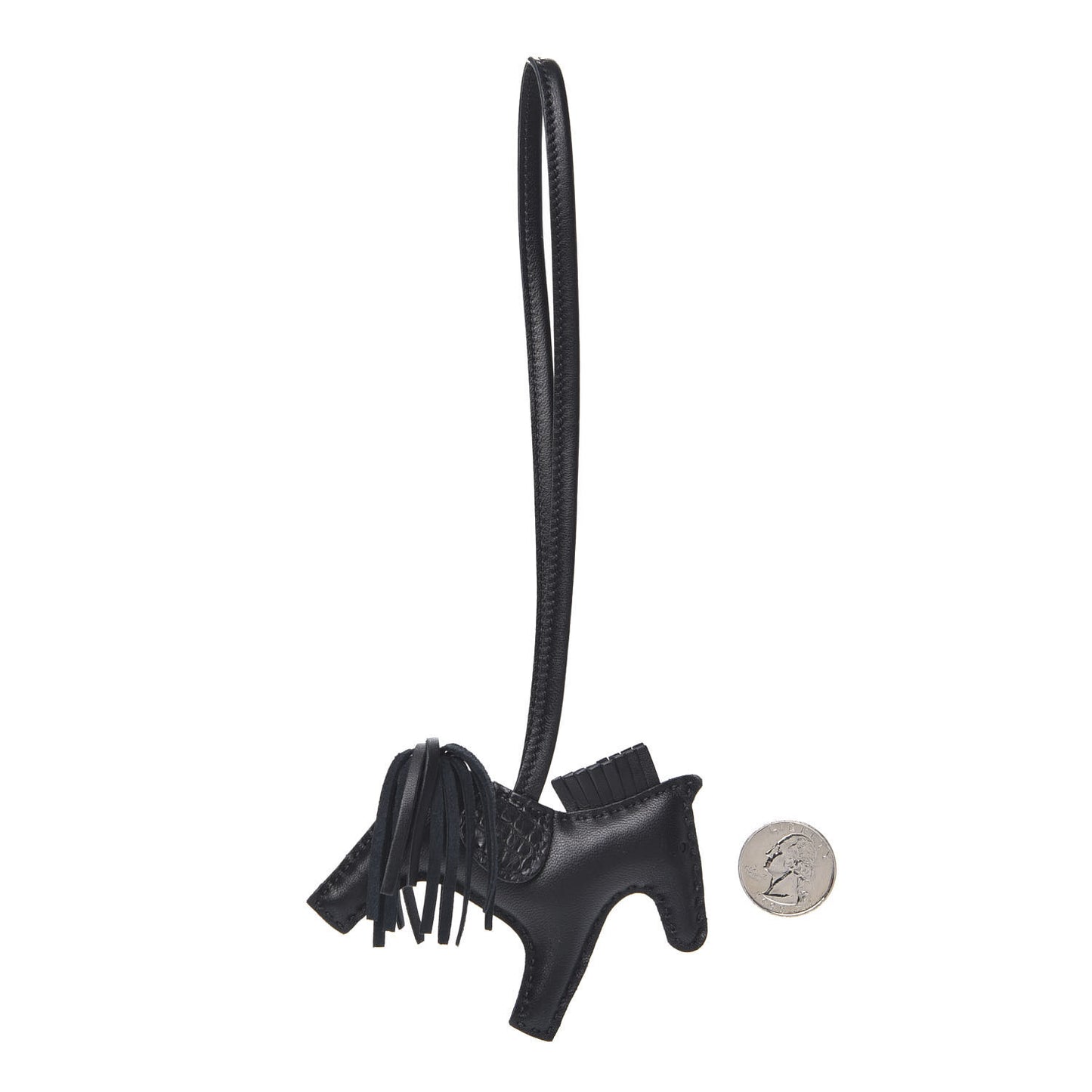 Milo Lambskin Matte Alligator Touch Grigri Rodeo Horse Bag Charm PM So Black