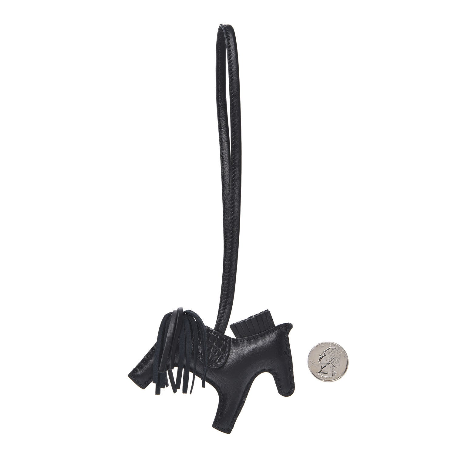 Hermes Milo Lambskin Matte Alligator Touch Grigri Rodeo Horse Bag Charm PM So Black 2 of 4