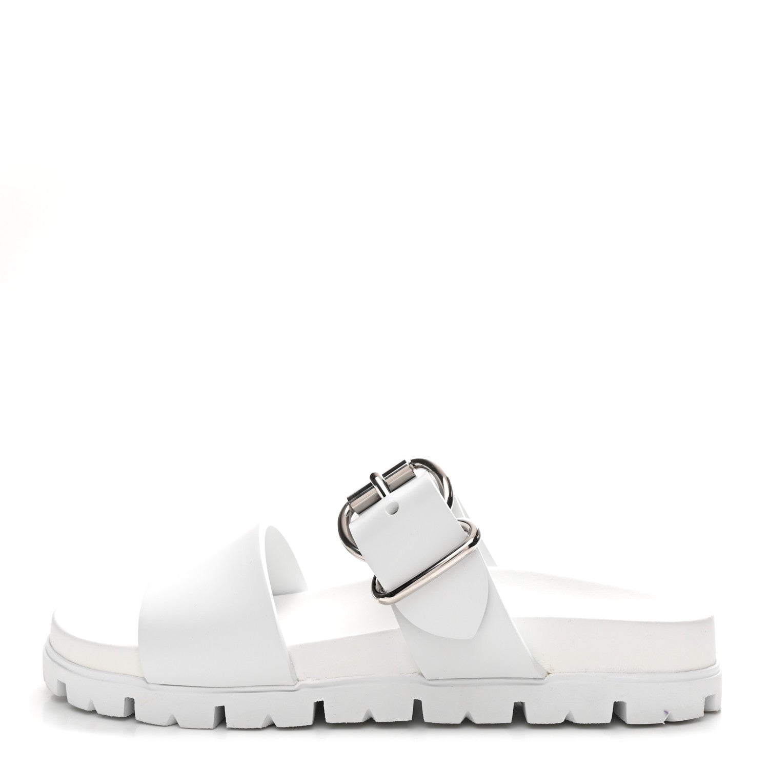 Prada EVA Rubber Double Strap 20mm Fussbett Sandals 40 White 1 of 9