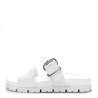 Prada EVA Rubber Double Strap 20mm Fussbett Sandals 40 White 1 of 9