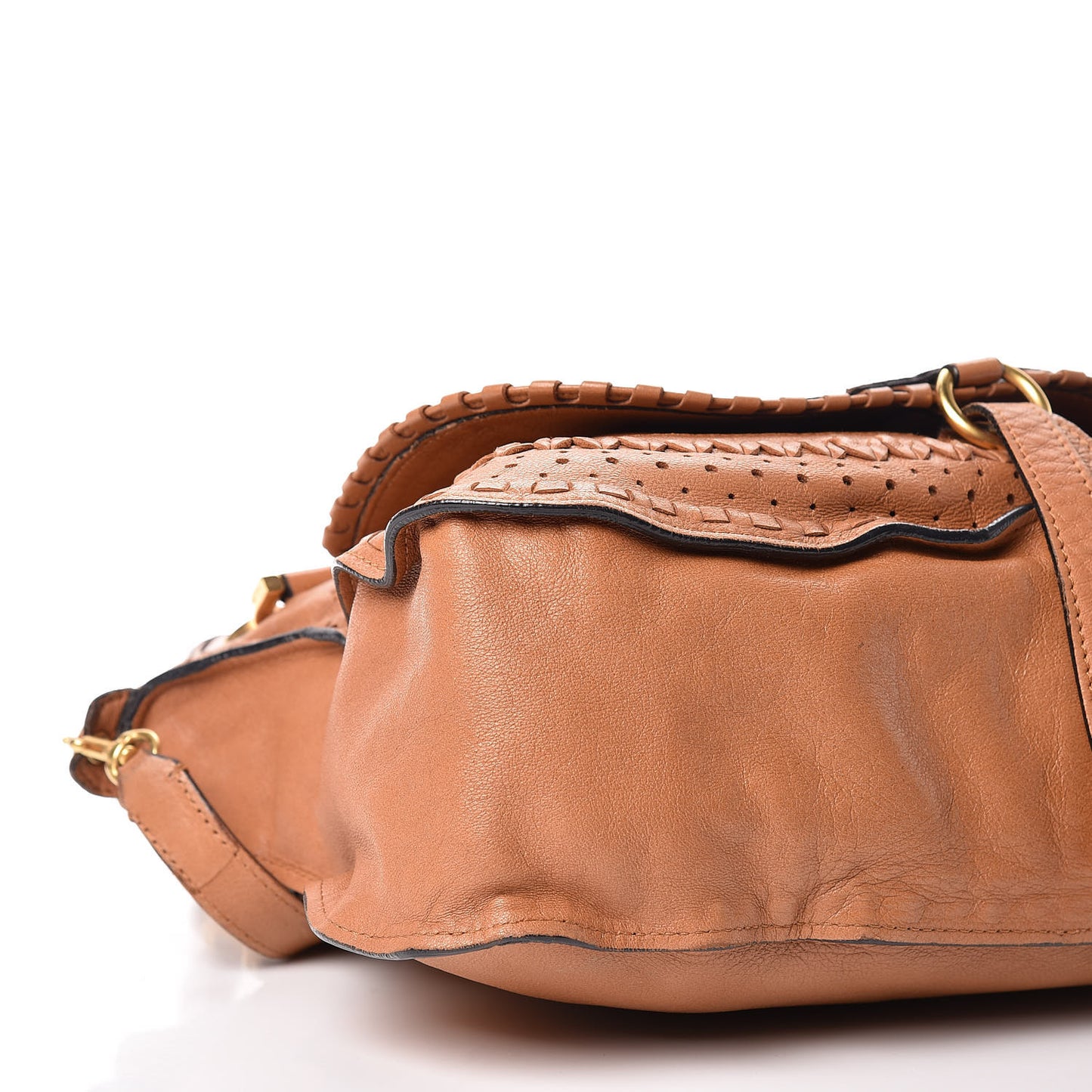 Calfskin Embroidered Medium Marcie Satchel Tan