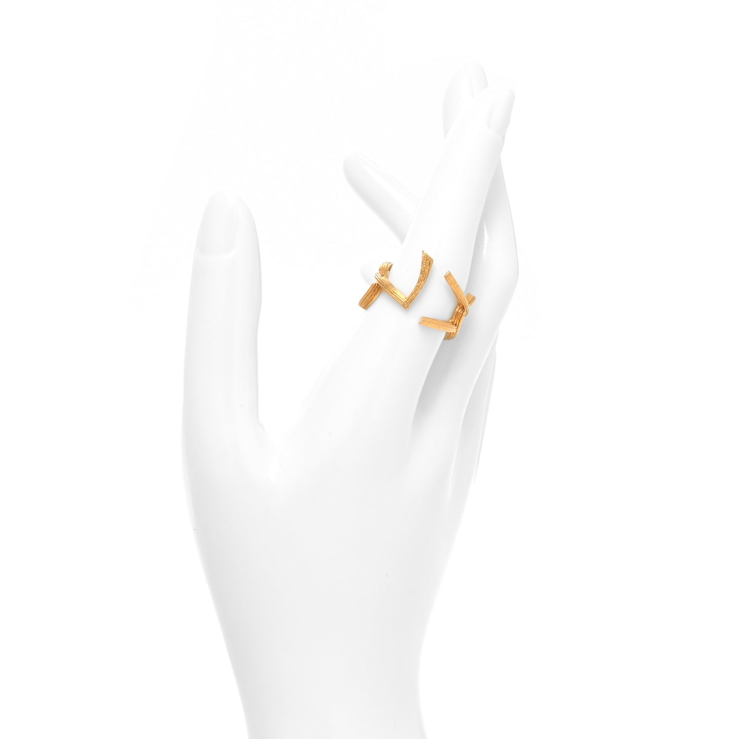 Straited Brass Monogram Ring 6 Gold
