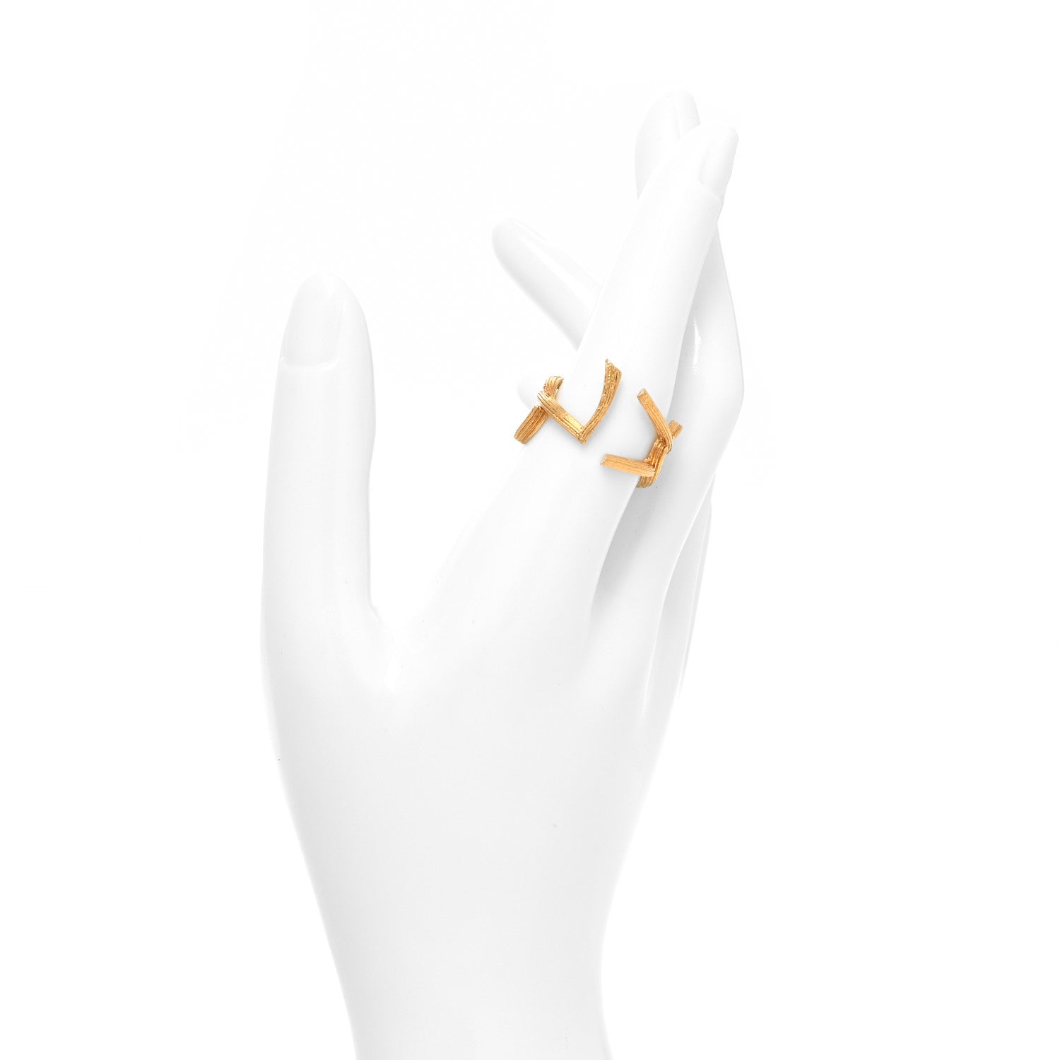 Saint Laurent Straited Brass Monogram Ring 6 Gold 2 of 4