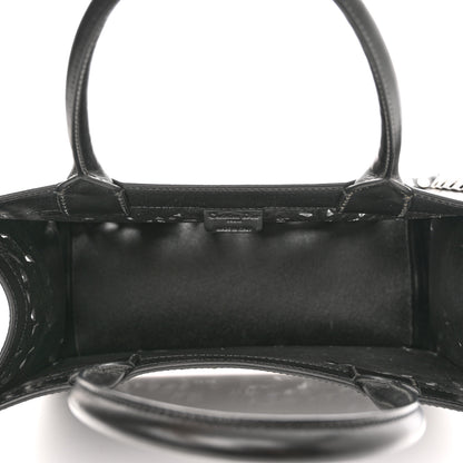 Christian Dior Calfskin Laser Cut Studded Medium Book Tote Black 5 of 10
