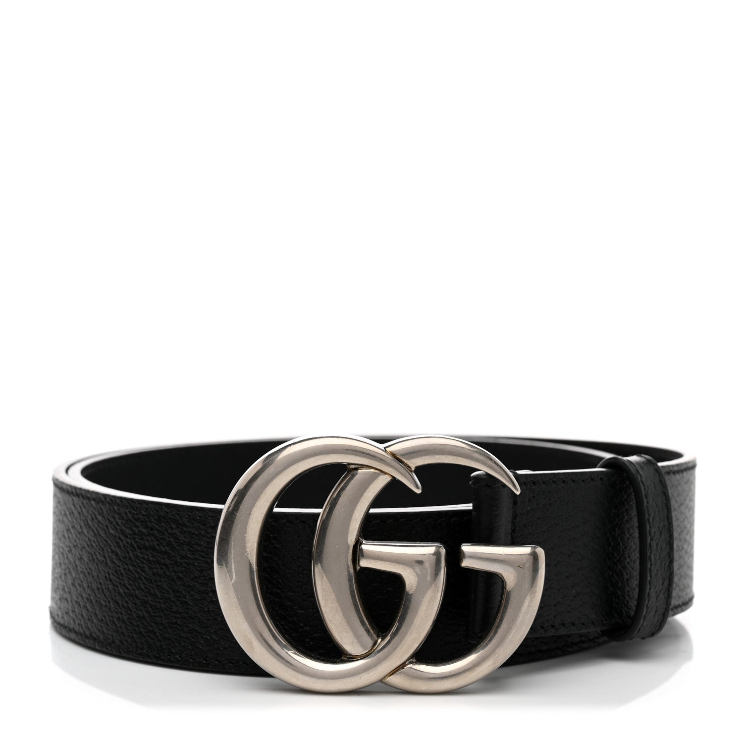 Gucci Textured Dollar Calfskin Nickel Double G 40mm Belt 95 38 Black 1 of 6