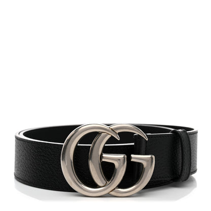Gucci Textured Dollar Calfskin Nickel Double G 40mm Belt 95 38 Black 1 of 6
