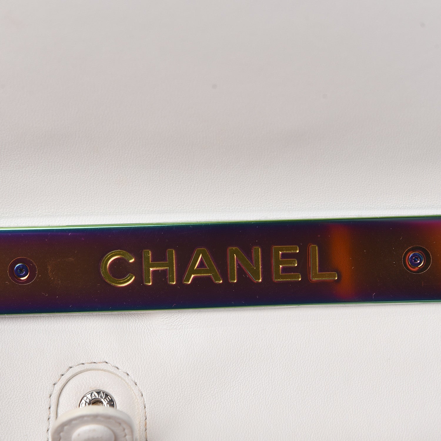 Chanel Lambskin LED Iridescent Metal Medium Boy Flap White Multicolor 10 of 16