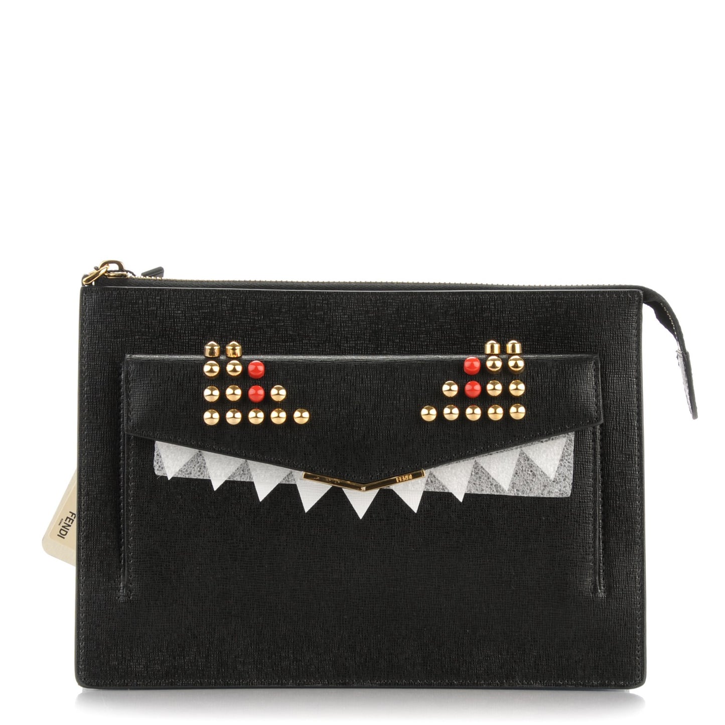 Vitello Elite Studded Monster Crossbody Bag Black