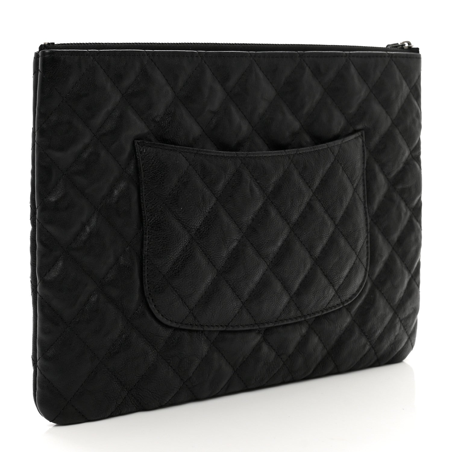 Chanel Crumpled Calfskin Quilted Medium Cosmetic Case So Black 3 of 7