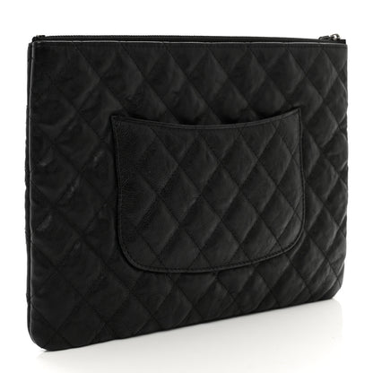 Chanel Crumpled Calfskin Quilted Medium Cosmetic Case So Black 3 of 7
