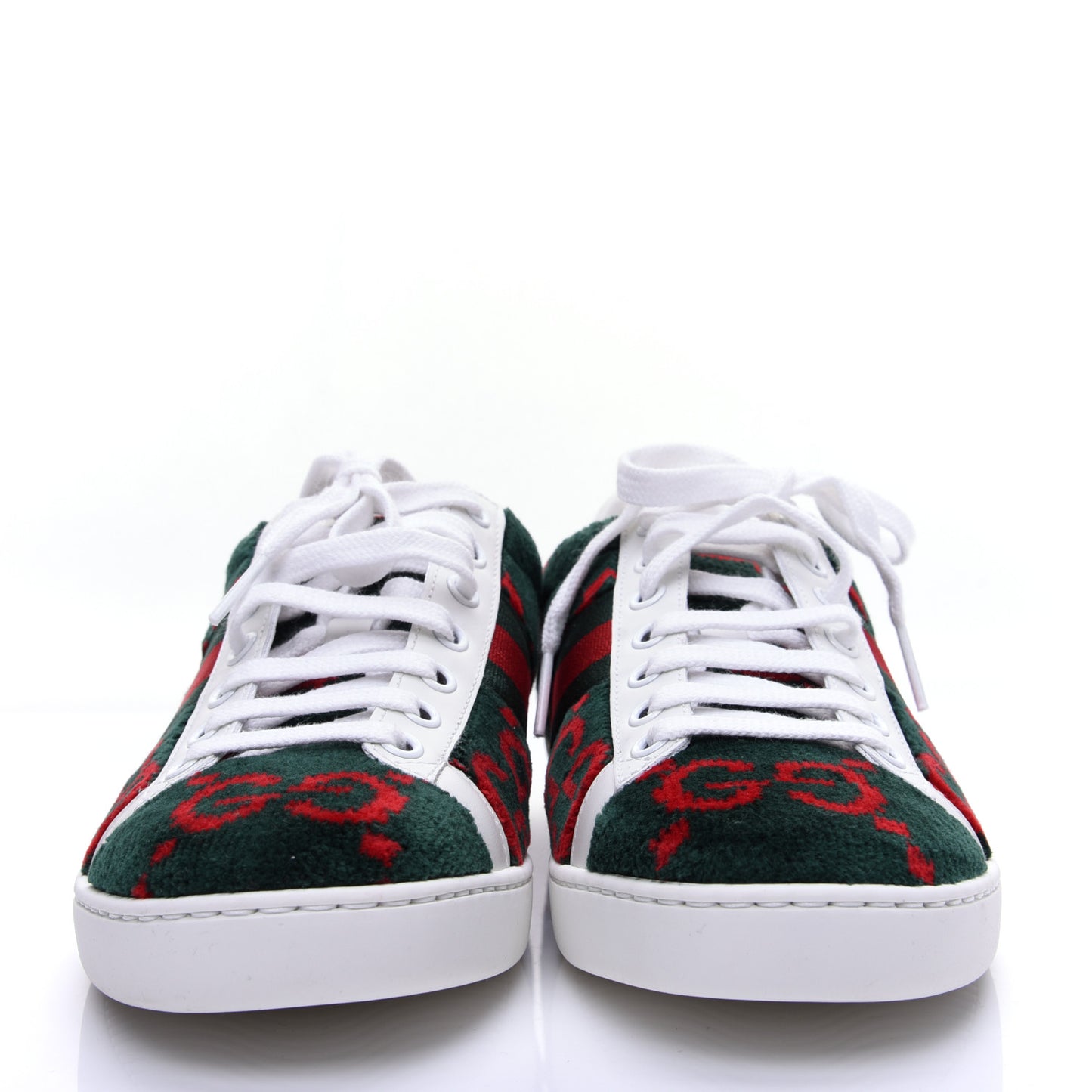 Terry Cloth GG Monogram Web Womens Ace Sneakers 36.5 Green Red