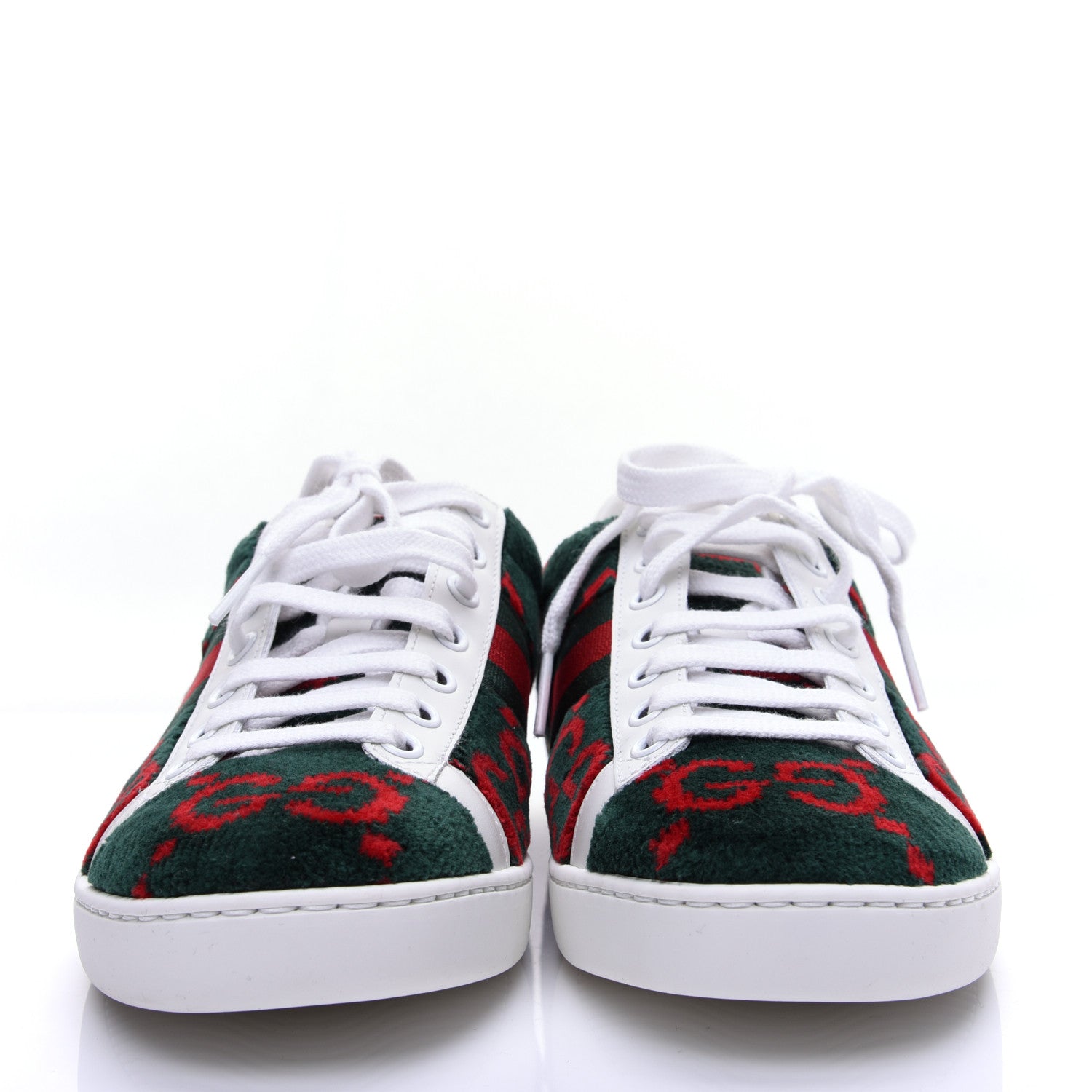 Gucci Terry Cloth GG Monogram Web Womens Ace Sneakers 36.5 Green Red 2 of 12