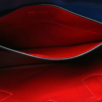 Prada Saffiano Cuir Medium Double Bag Bleuette Rosso 7 of 15