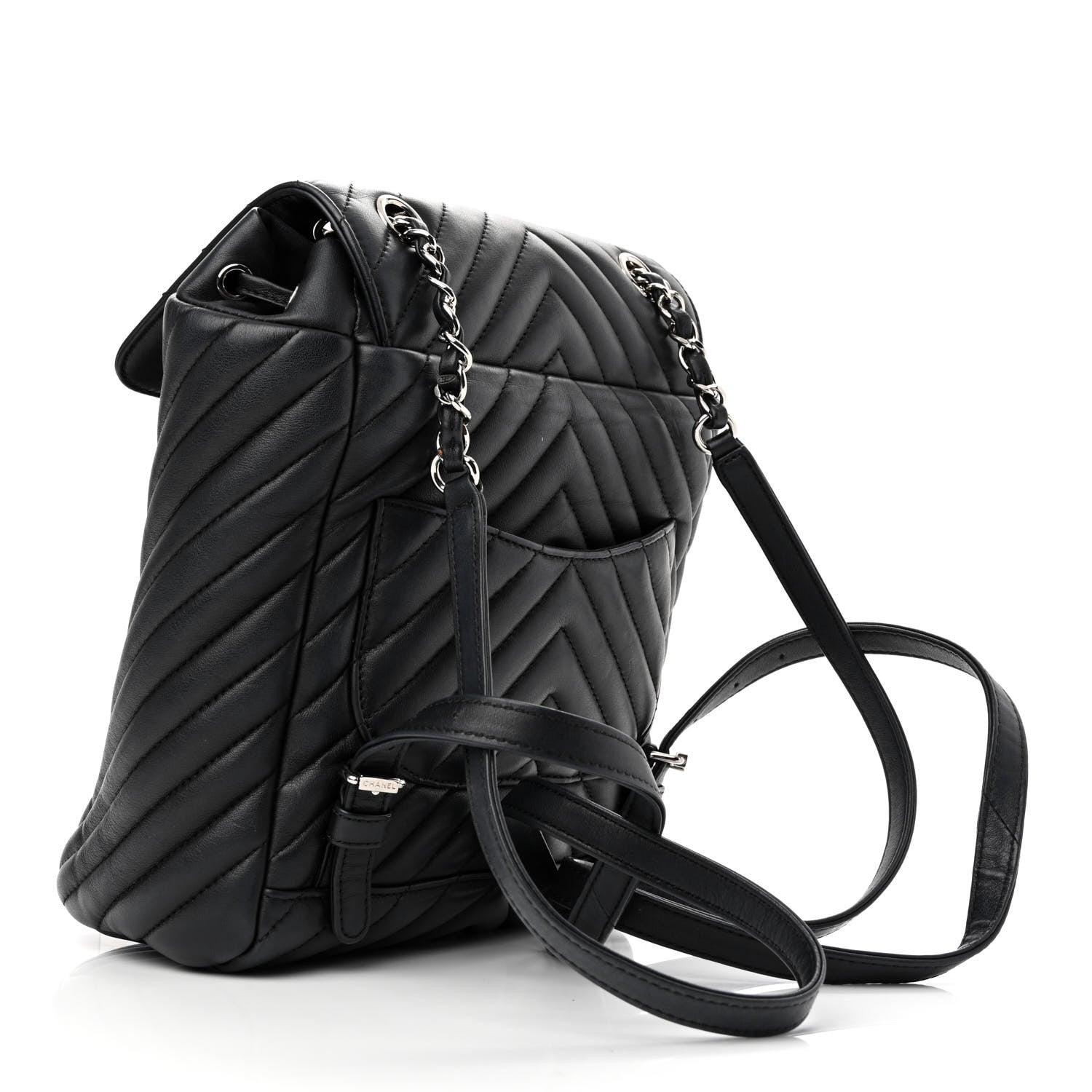 Chanel Calfskin Chevron Quilted Small Urban Spirit Backpack Black 3 of 10
