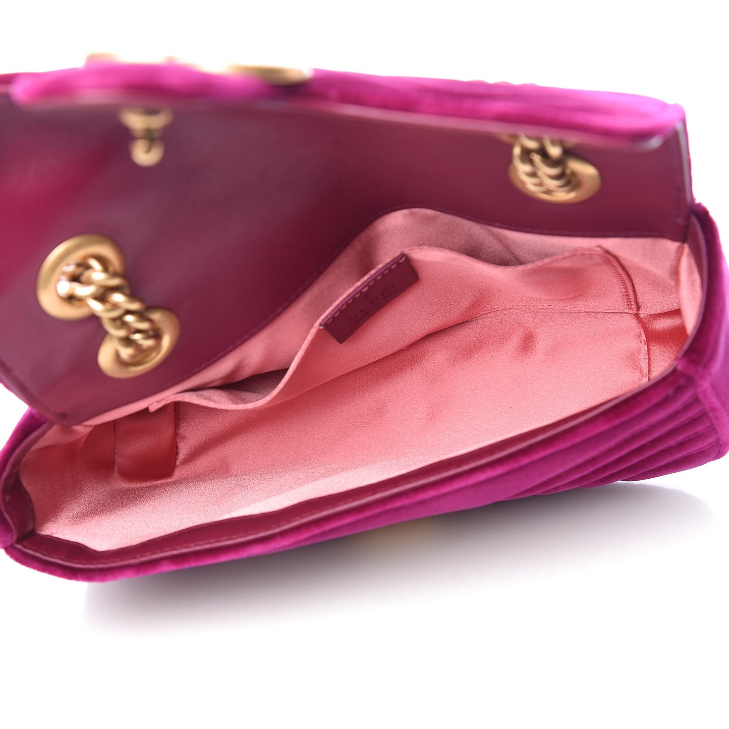 Velvet Matelasse Mini GG Marmont Shoulder Bag Fuchsia Violet Cyclamen