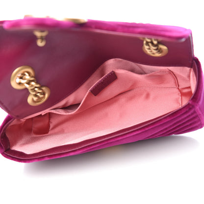 Gucci Velvet Matelasse Mini GG Marmont Shoulder Bag Fuchsia Violet Cyclamen 6 of 11