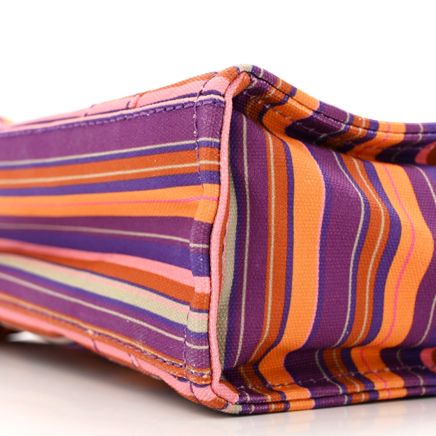 Marc Jacobs Cotton Canvas Striped Mini The Traveler Tote Bag Purple Multicolor 10 of 13