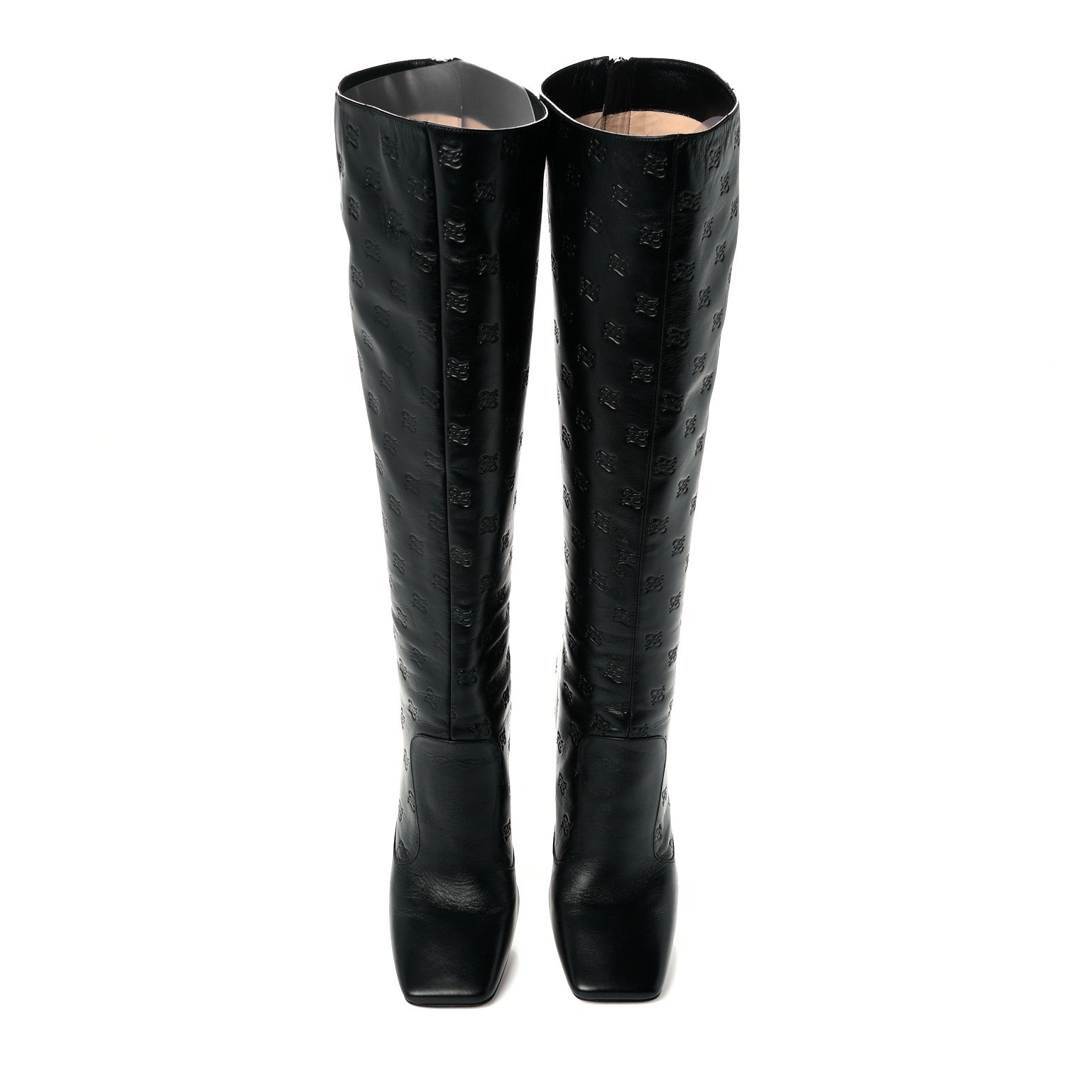 Fendi Vitello Karligraphy Embossed FFreedom Knee High Boots 39 Black 4 of 9