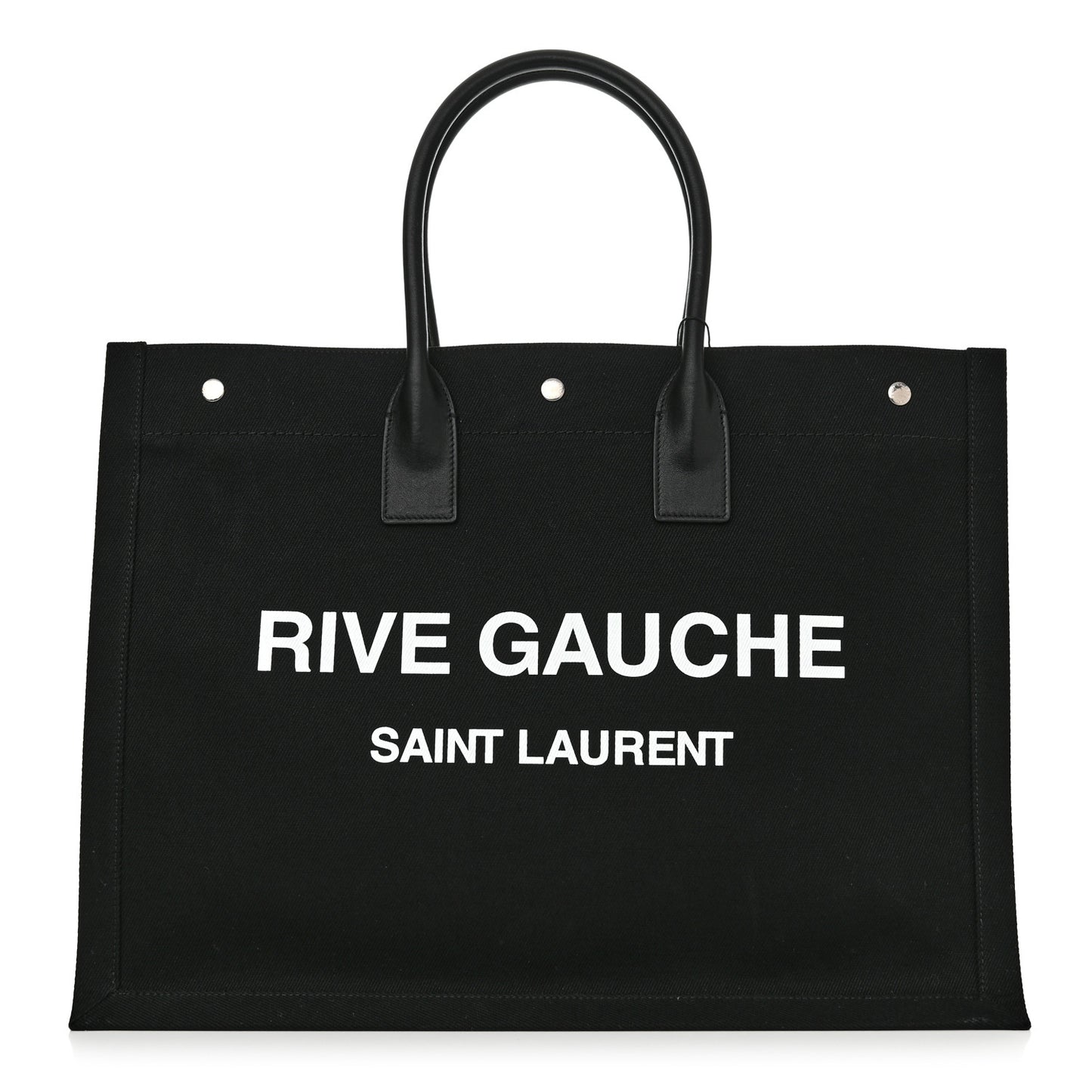 Linen Calfskin Rive Gauche Tote Black