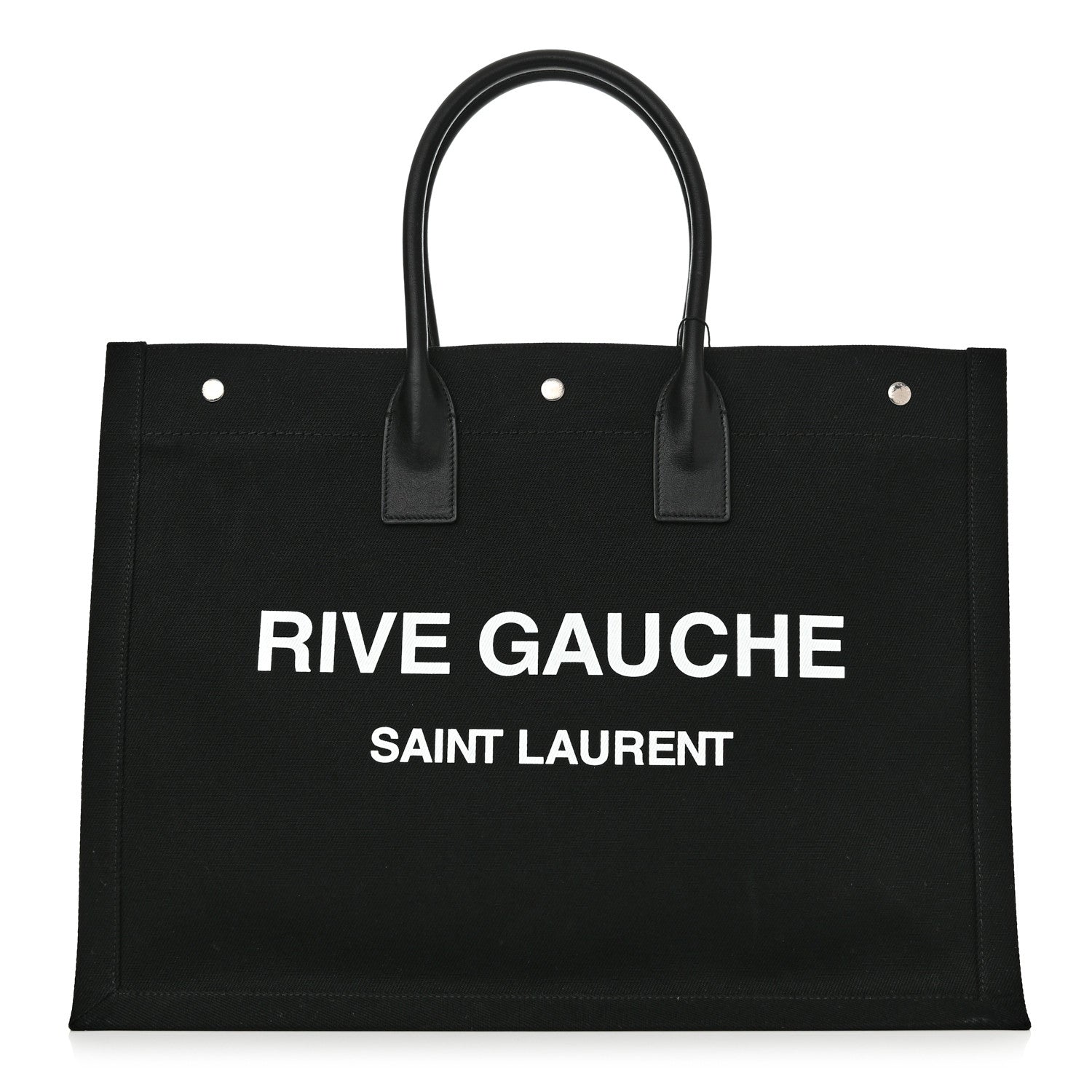 Saint Laurent Linen Calfskin Rive Gauche Tote Black 1 of 9