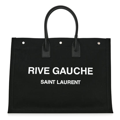Saint Laurent Linen Calfskin Rive Gauche Tote Black 1 of 9