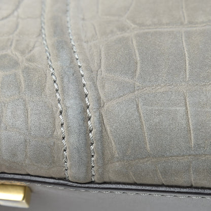 Celine Crocodile Embossed Nubuck Medium Phantom Luggage Grey 18 of 24