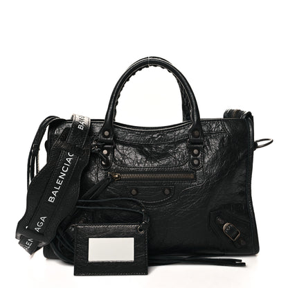 Balenciaga Agneau Classic Hardware S City Logo Strap Black White 3 of 11