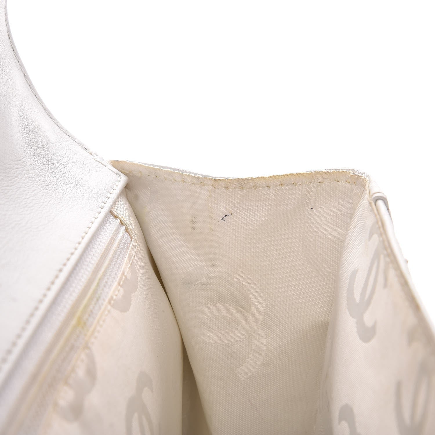 Chanel Lambskin Canvas Quilted Top Handle Flap Bag White 24 of 27