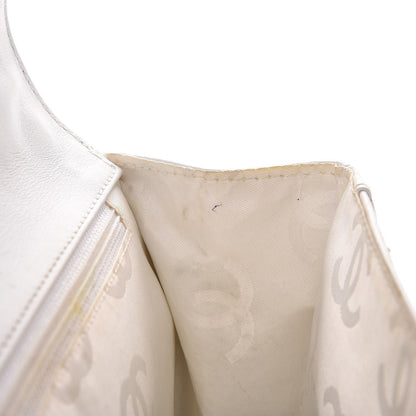 Chanel Lambskin Canvas Quilted Top Handle Flap Bag White 24 of 27
