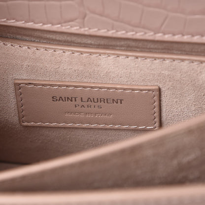 Saint Laurent Calfskin Crocodile Embossed Medium Monogram Sunset Powder Pink 6 of 10