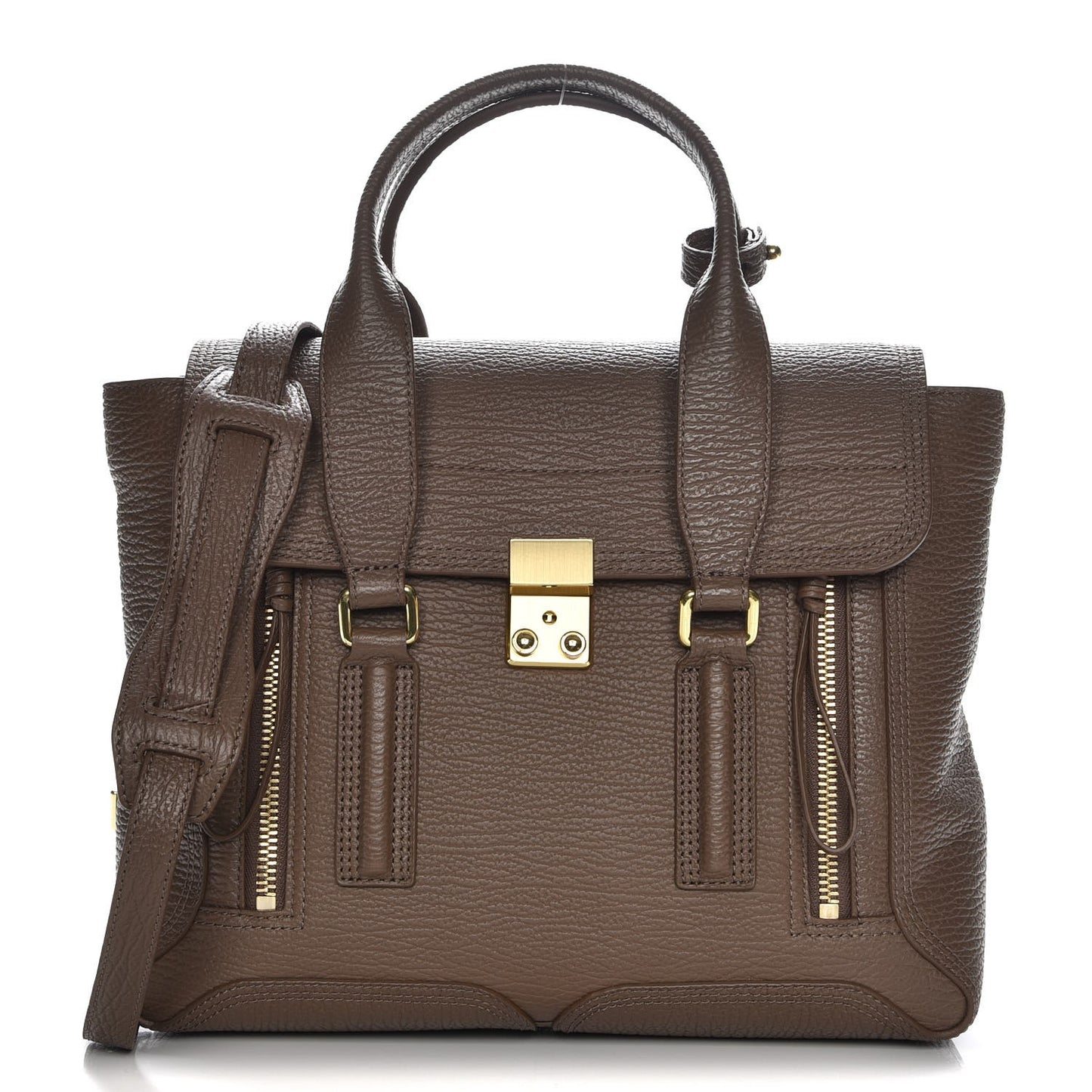 3.1 Textured Calfskin Medium Pashli Satchel Taupe
