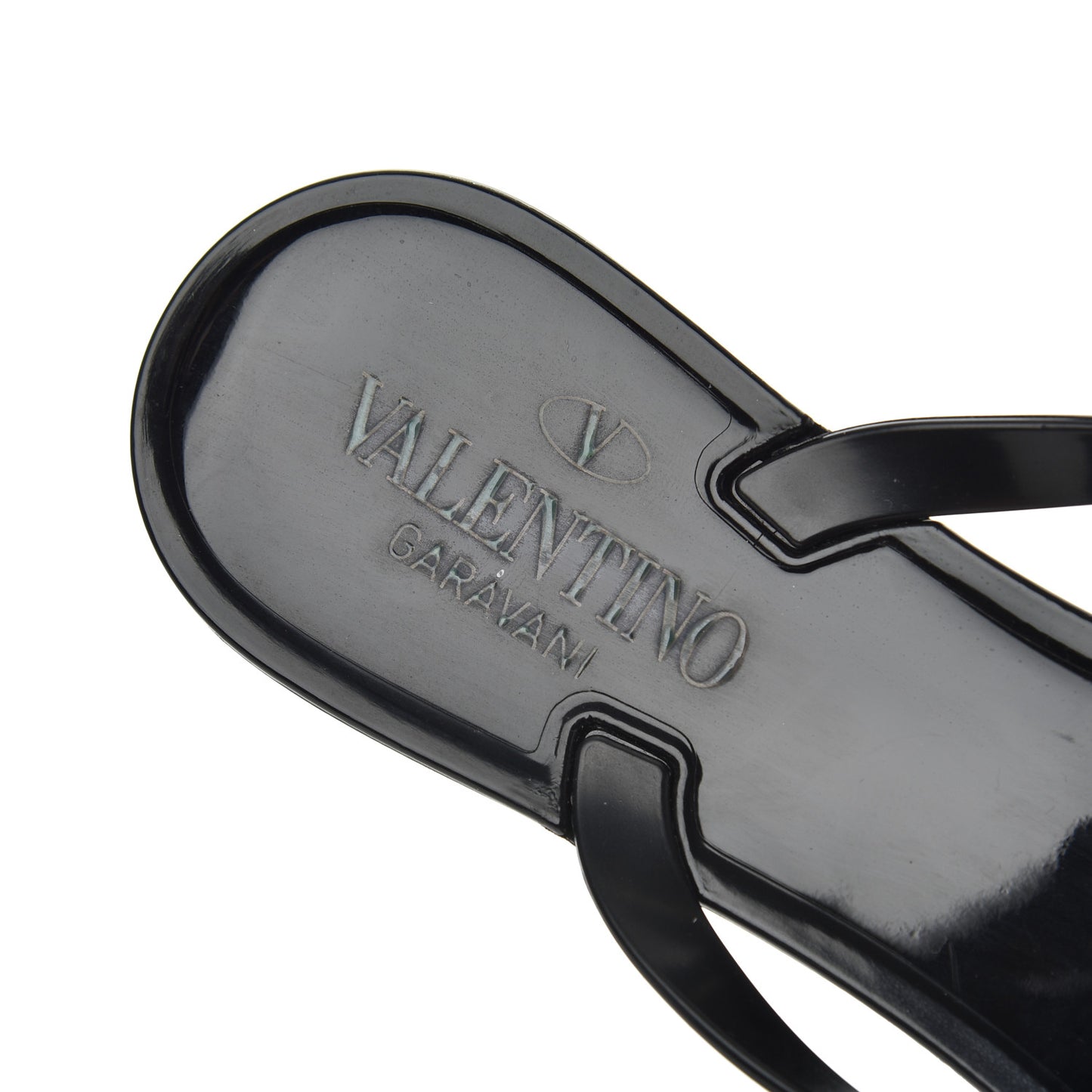 PVC Jelly Rockstud Bow Thong Sandals 37 Black