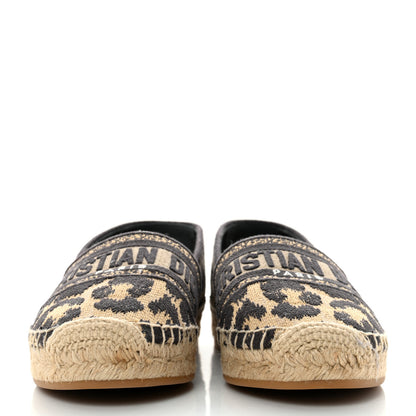 Christian Dior Cotton Embroidered Leopard Print Granville Espadrille 35 Natural 2 of 9