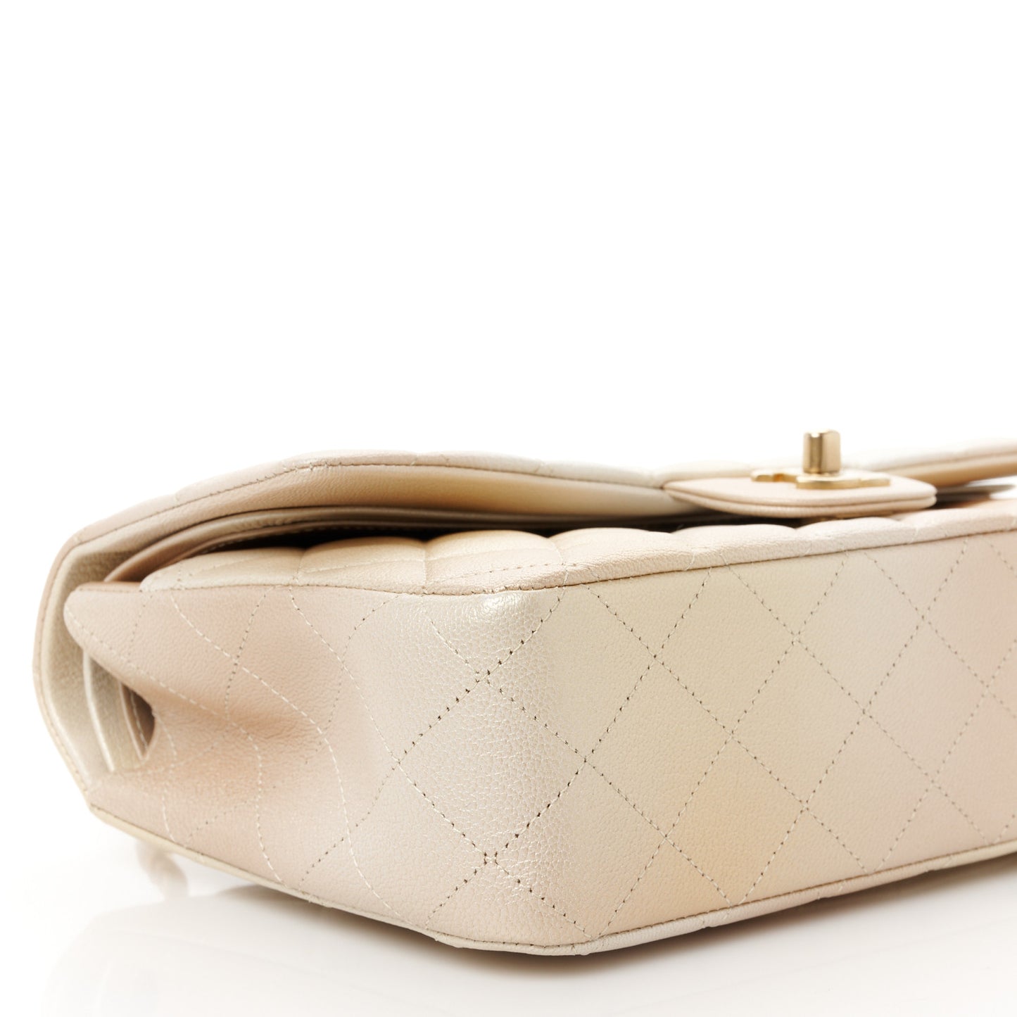 Metallic Goatskin Quilted Ombre Medium Double Flap Gold