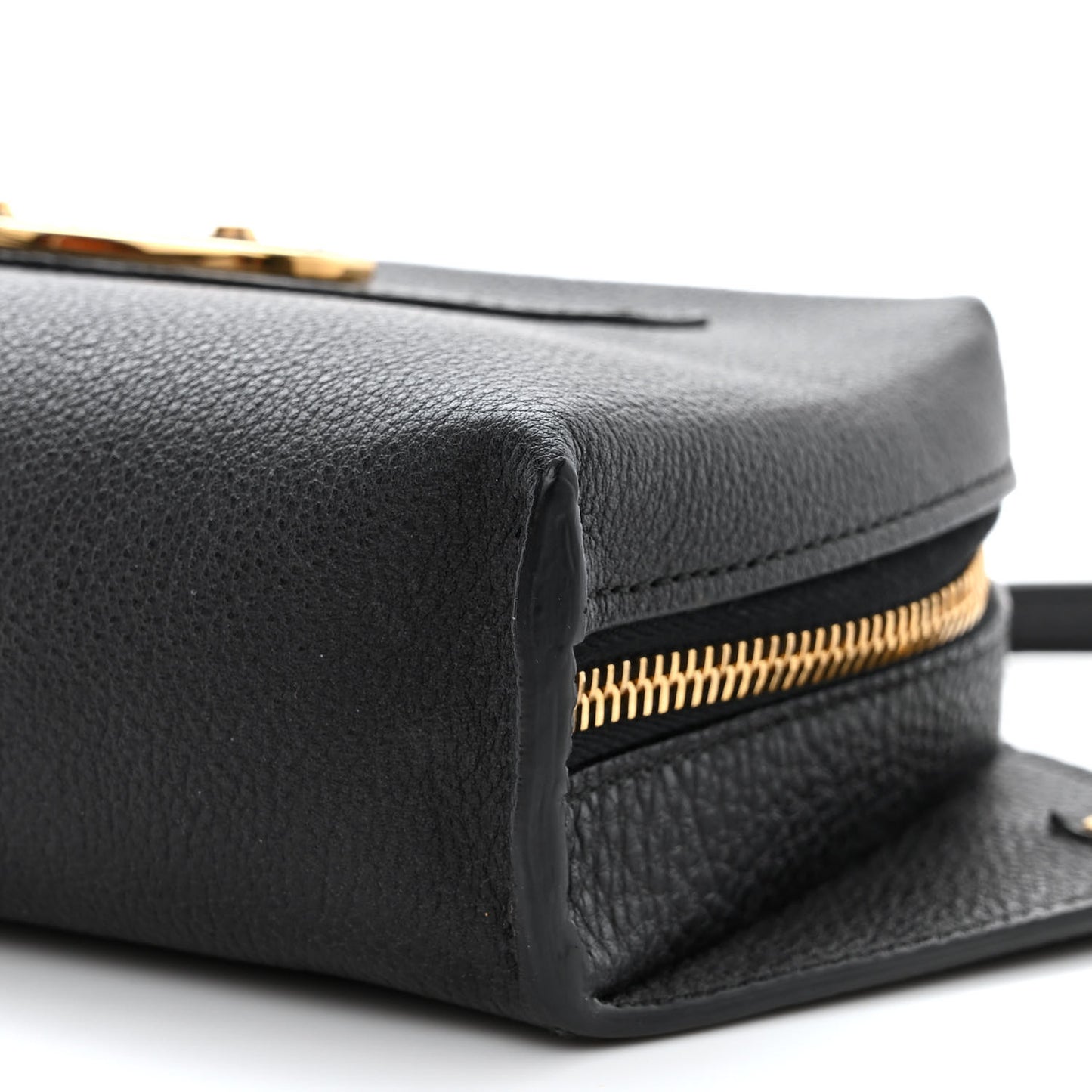 Chevre Gold Metallic Edge Hardware Bum Bag Black