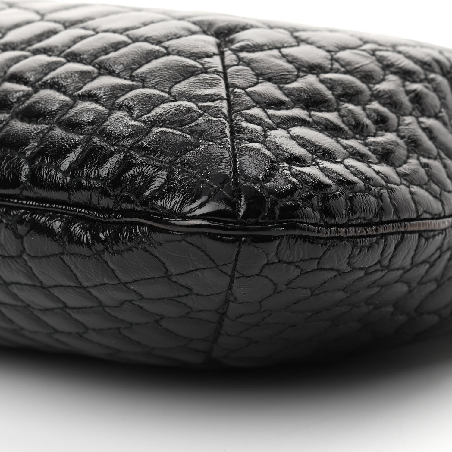 Saint Laurent Patent Crocodile Embossed Tribute Tote Black 10 of 15