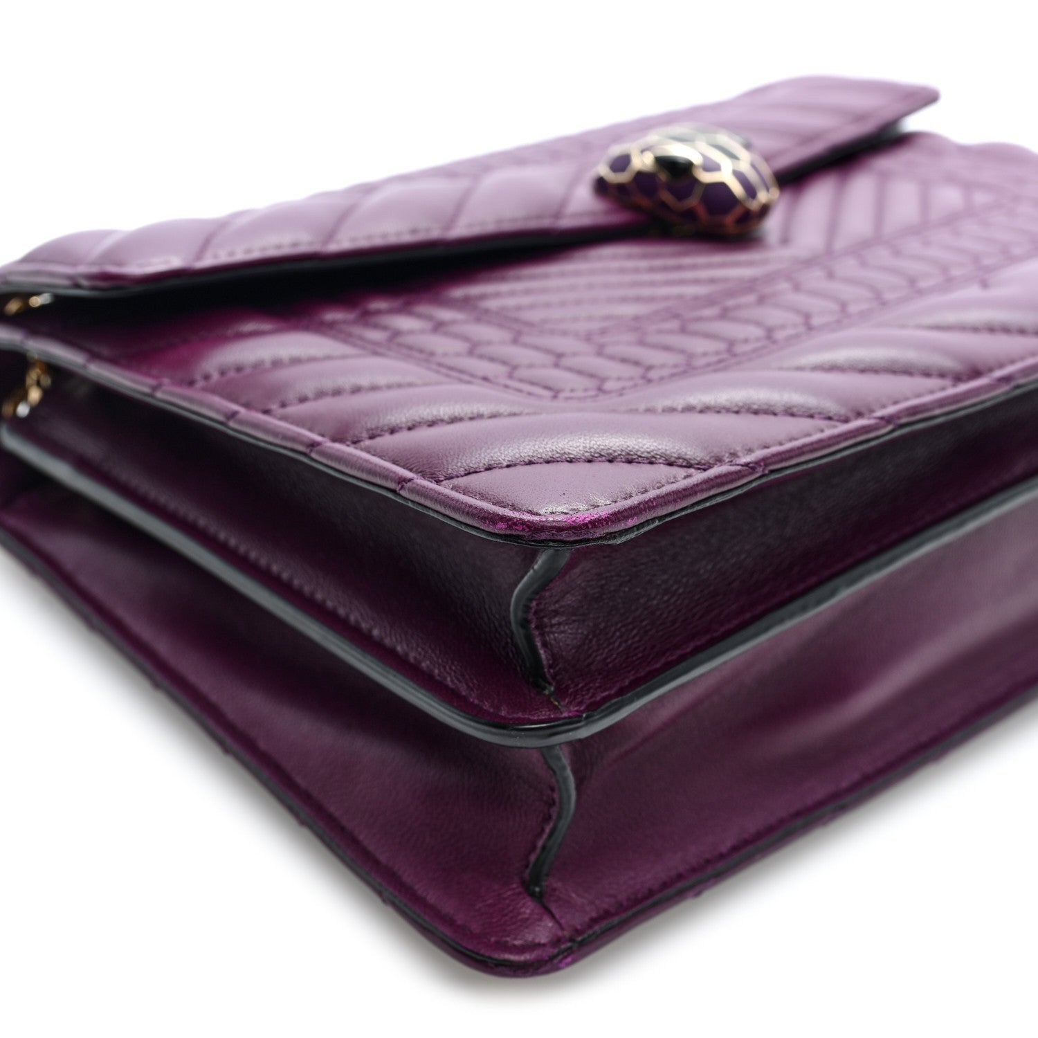 Bulgari Nappa Quilted Serpenti Forever Shoulder Bag Plum 9 of 10