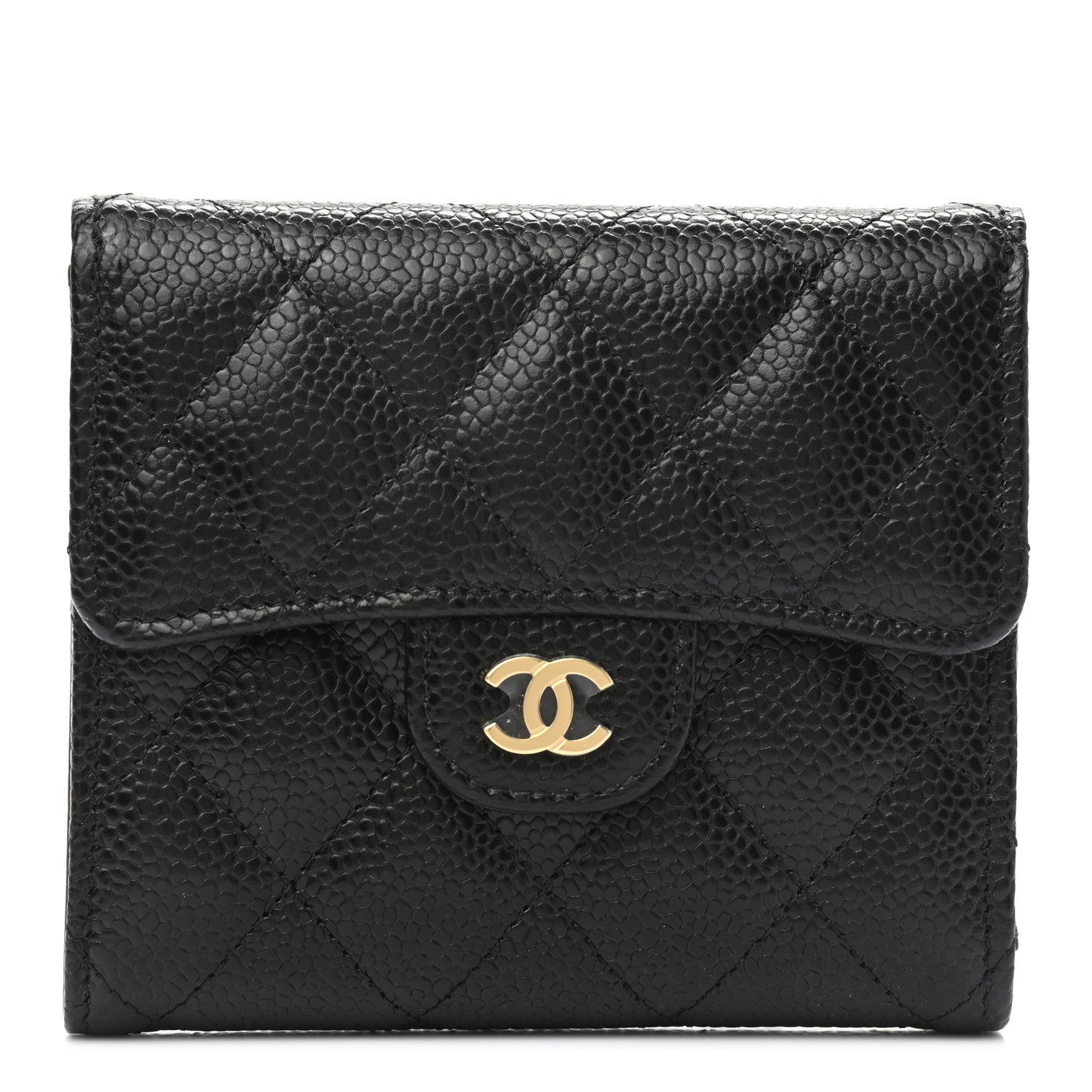 Chanel Caviar Quilted Compact Flap Wallet Black 1 of 8
