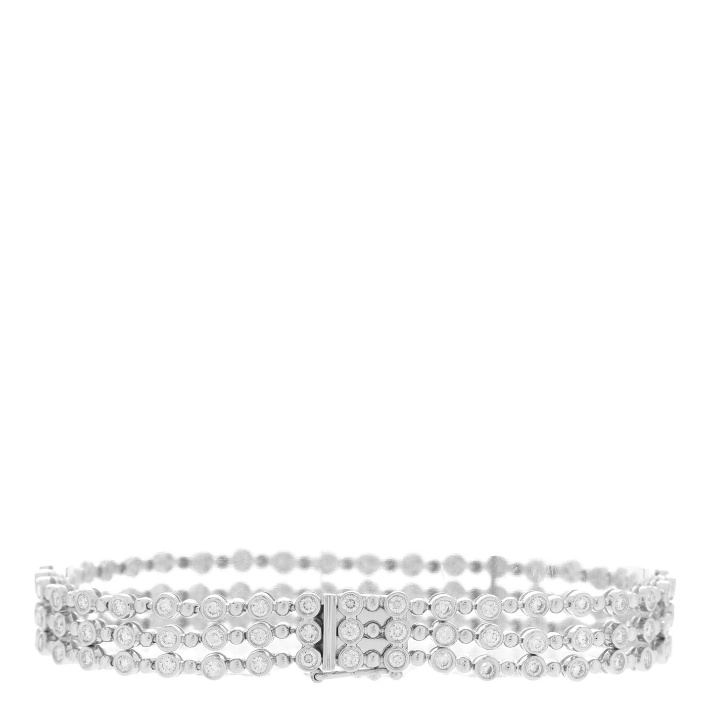 18K White Gold Diamond Cento 3 Row Bracelet