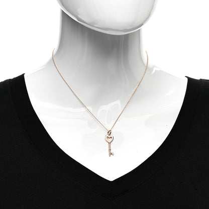 Tiffany 18K Rose Gold Mini Heart Key Pendant Necklace 2 of 5