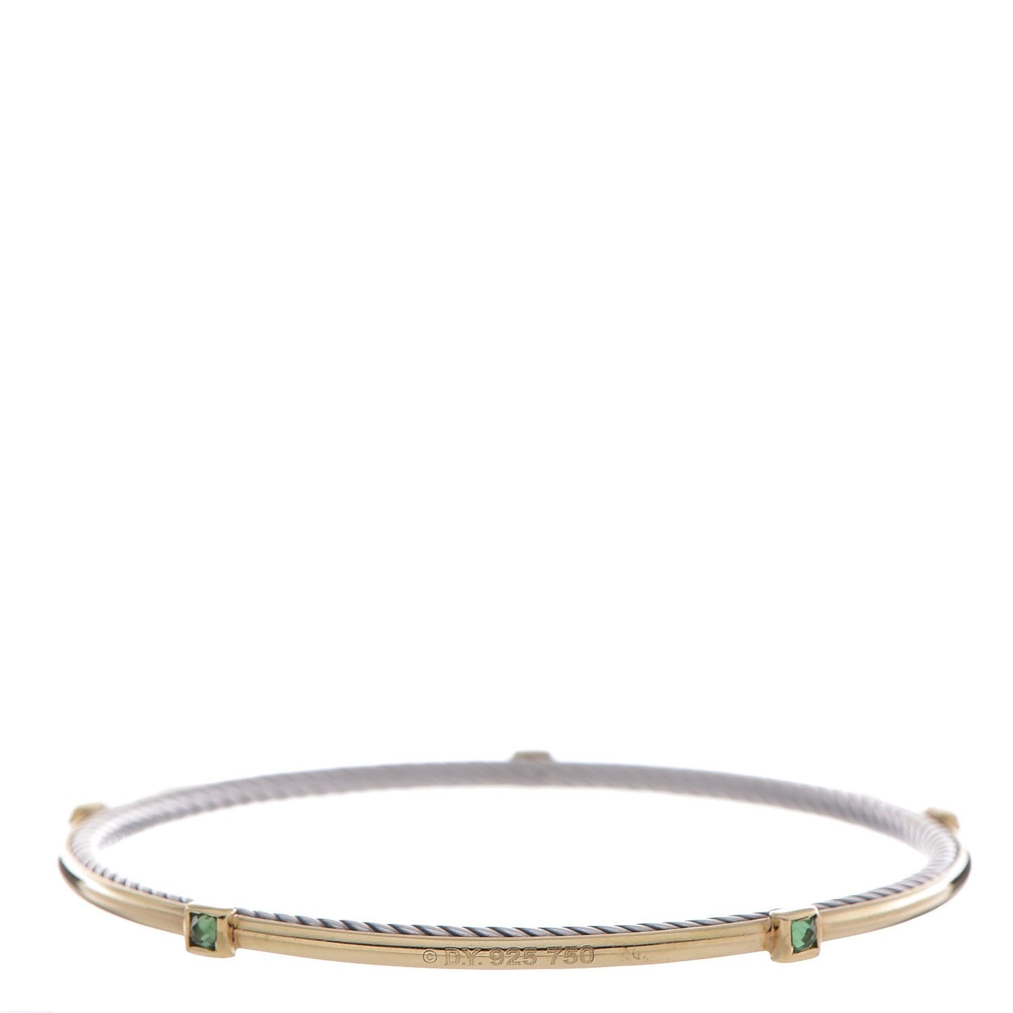 Sterling Silver 18K Yellow Gold Peridot Confetti Bangle Bracelet