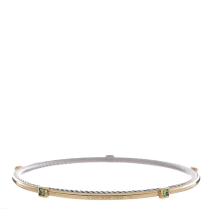 David Yurman Sterling Silver 18K Yellow Gold Peridot Confetti Bangle Bracelet 3 of 4