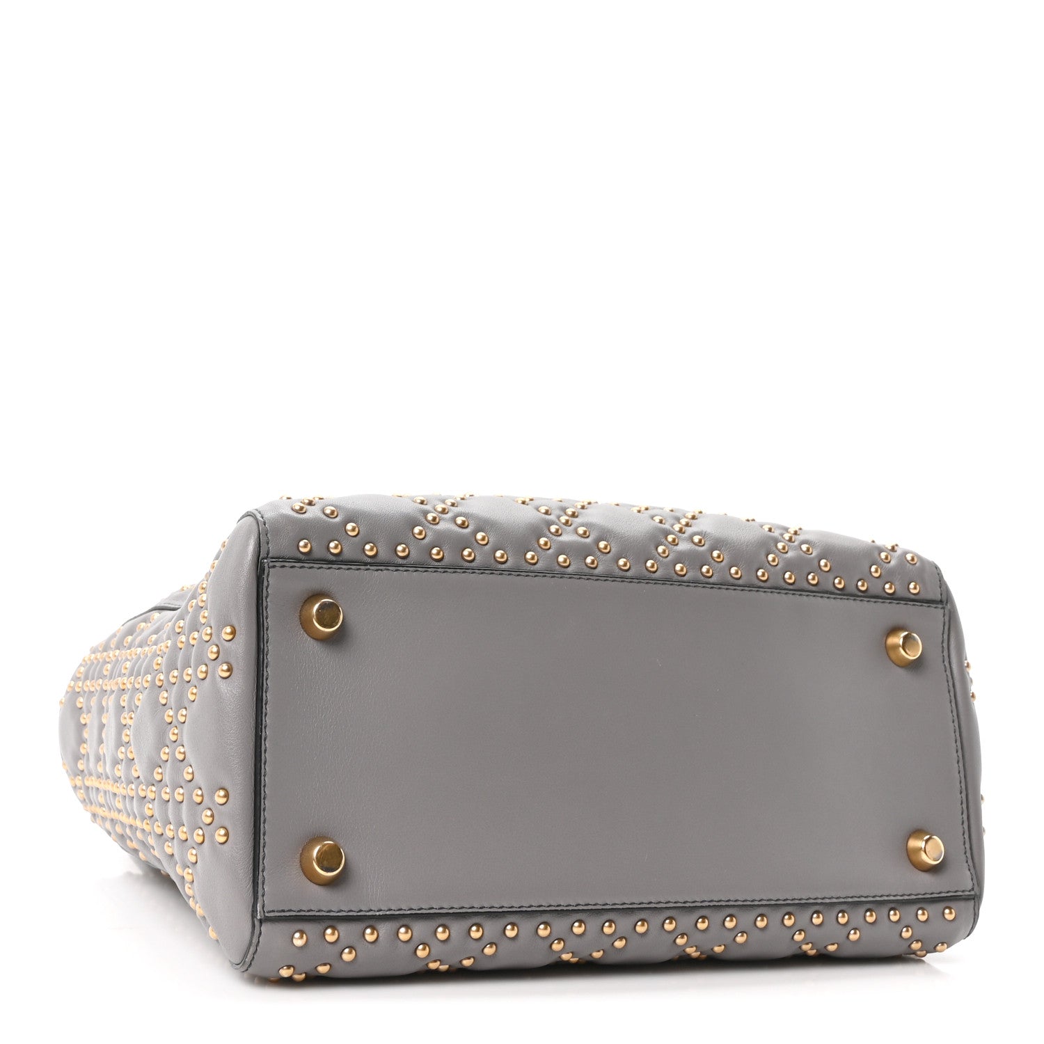 Christian Dior Calfskin Cannage Studded Medium Supple Lady Dior Grey 4 of 10